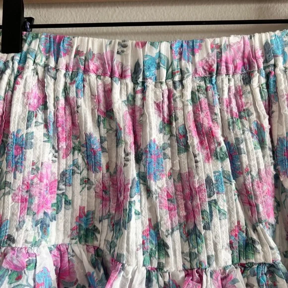 LoveShackFancy Ignacia Skirt, Sea Orchid floral, Size Medium